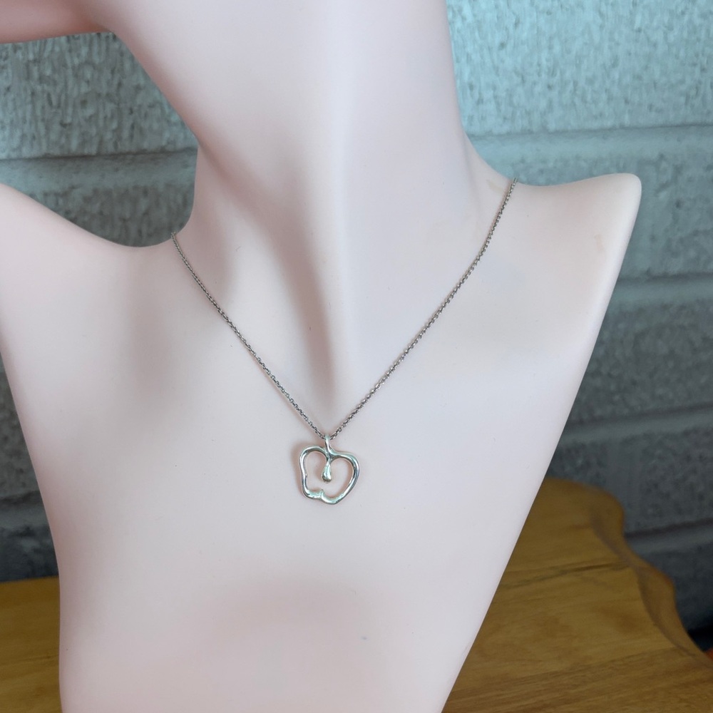 Tiffany & Co. Else Peretti Apple 15mm Necklace Pendant Sterling Silver 16" - Picture 2 of 14